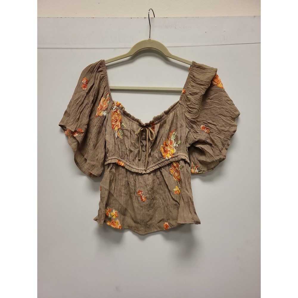 Ivory Love Top‎ Floral Peasant Blouse Young Contemporary Style Shirt Size